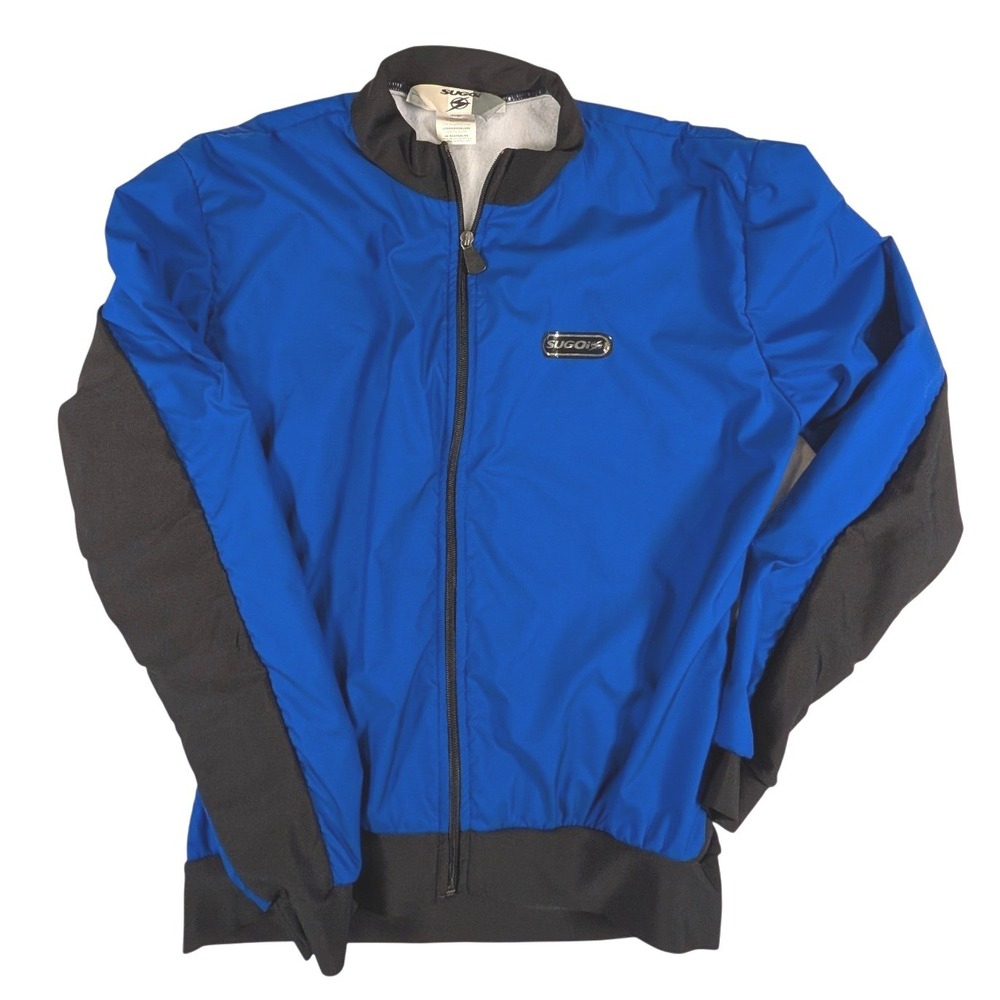 Sugoi Cycling Jacket Mens Blue Black Full Zip Reflective Lined Windbreaker 3M